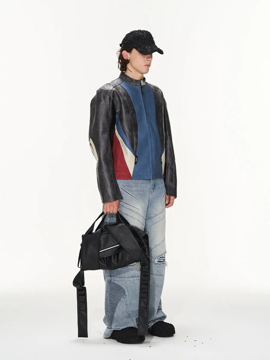 Multi-Color Nichi Colorful Leather Slim Jacket