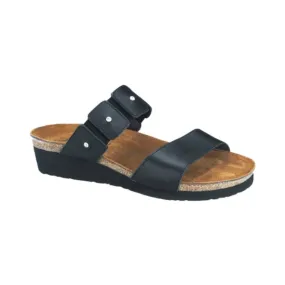 Naot Ashley Black Madras Leather Slide Sandal