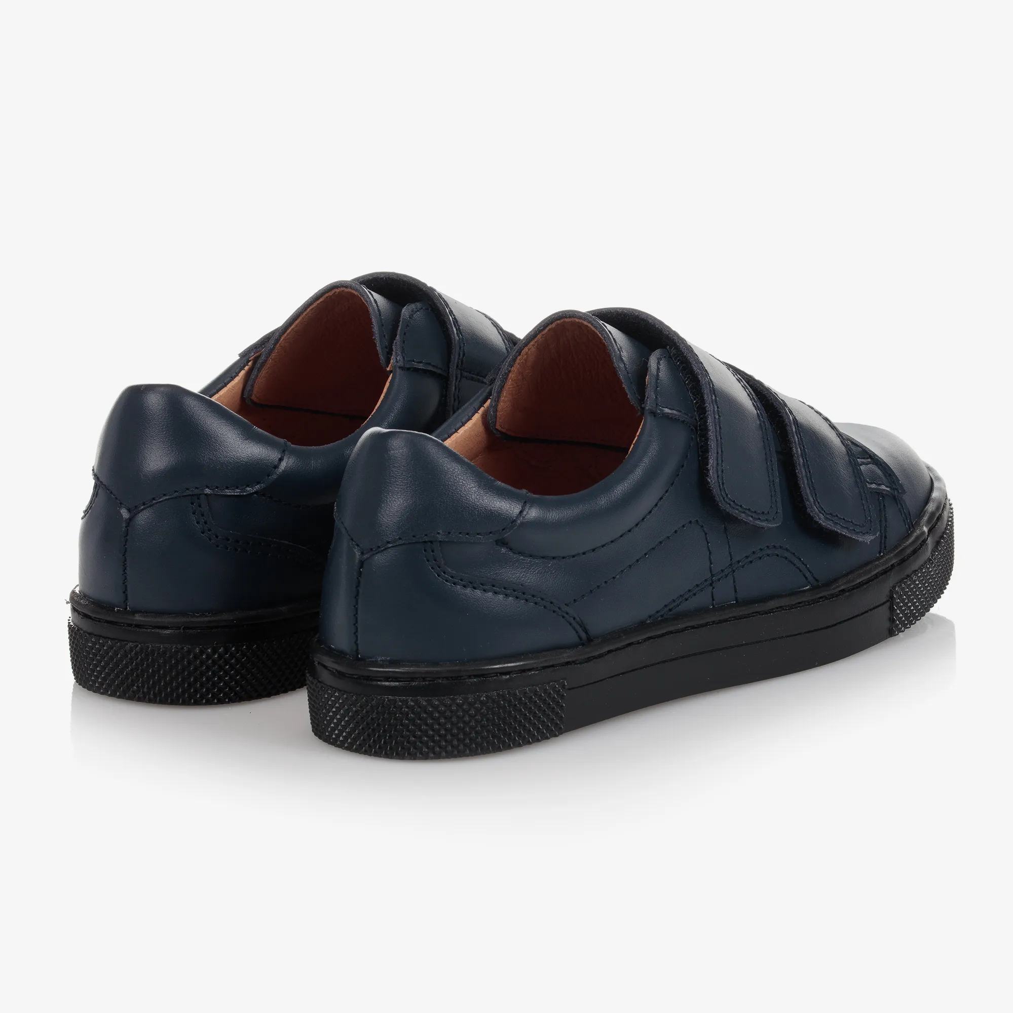 Navy Blue Leather Trainers