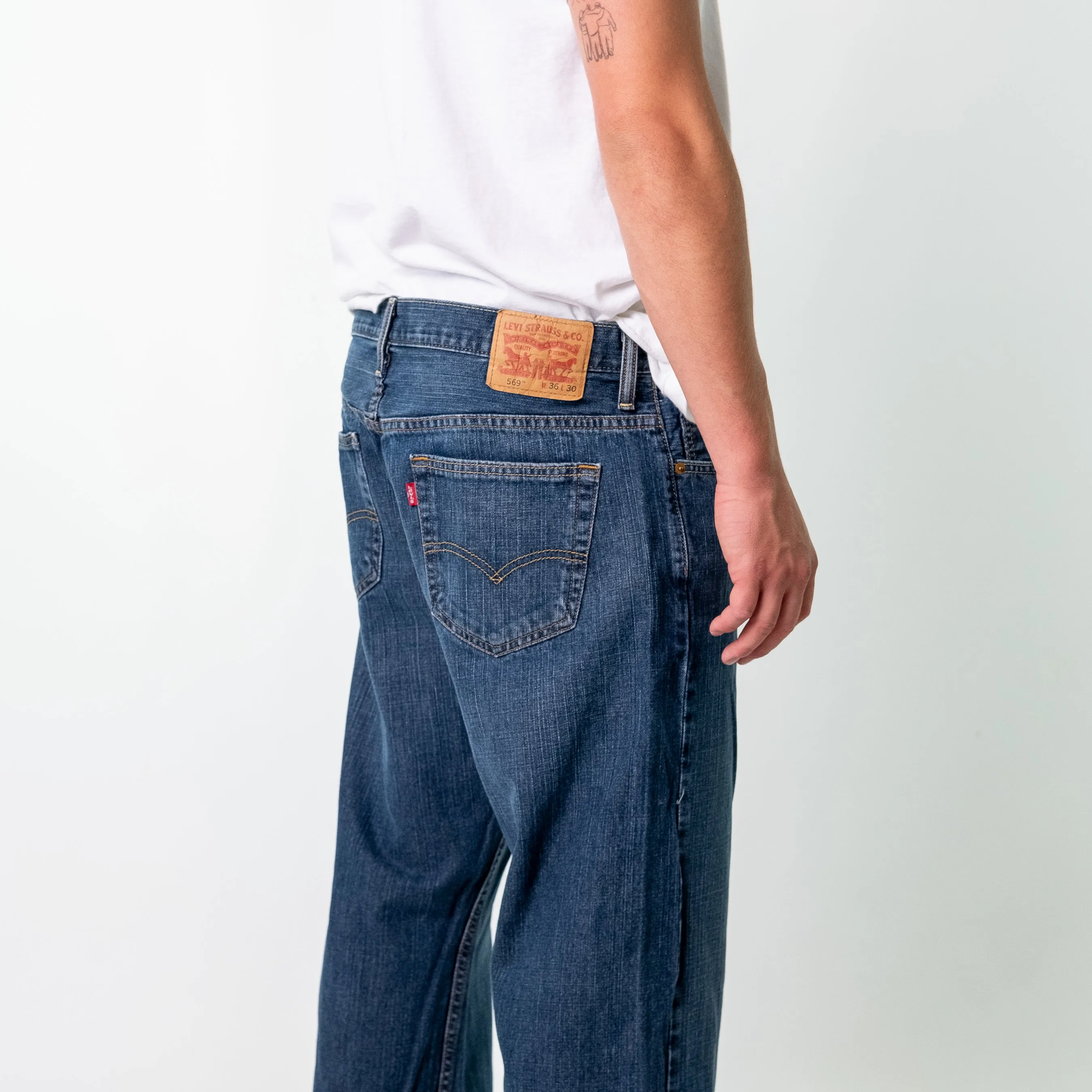 Navy Blue y2ks Levi's 569 Denim Jeans Baggy Pants (36x30)