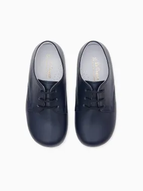 Navy Leather Toddler Inglesito Ceremony Shoes