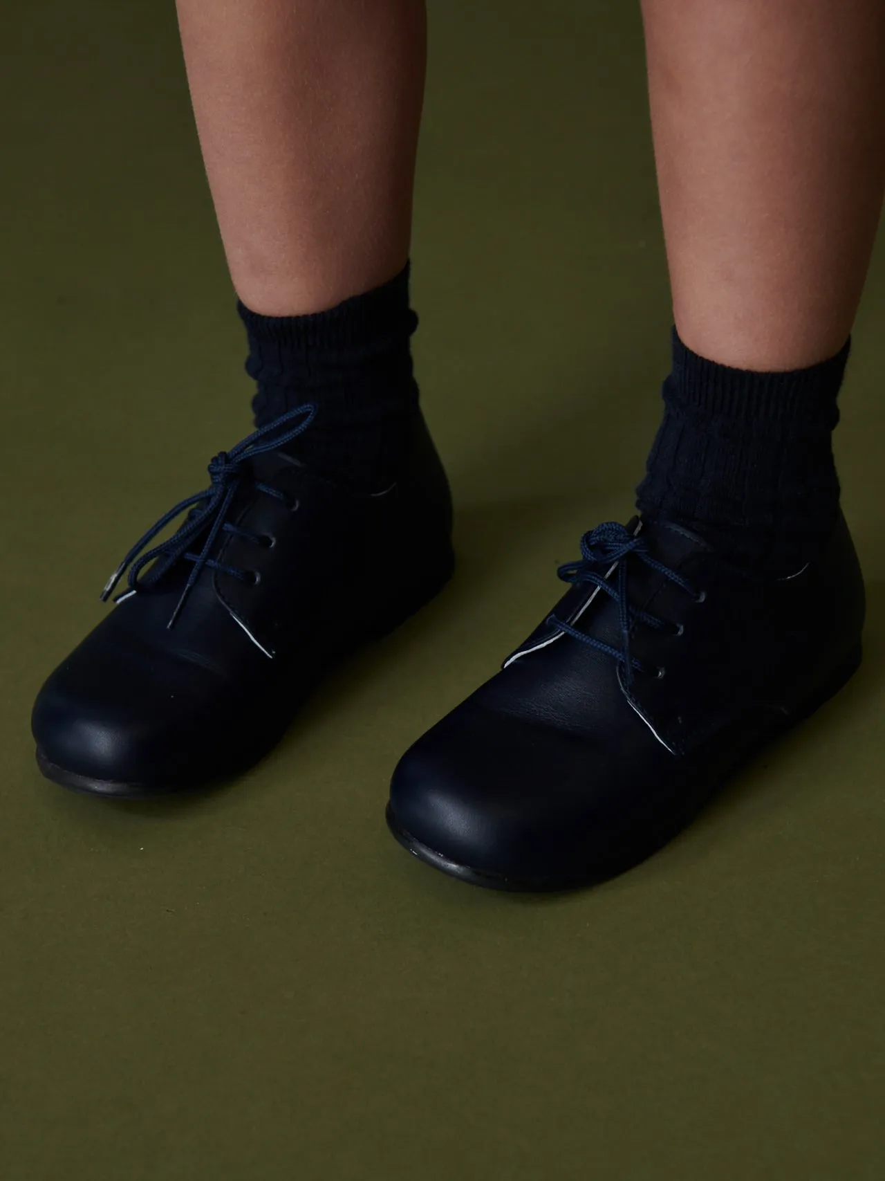 Navy Leather Toddler Inglesito Ceremony Shoes