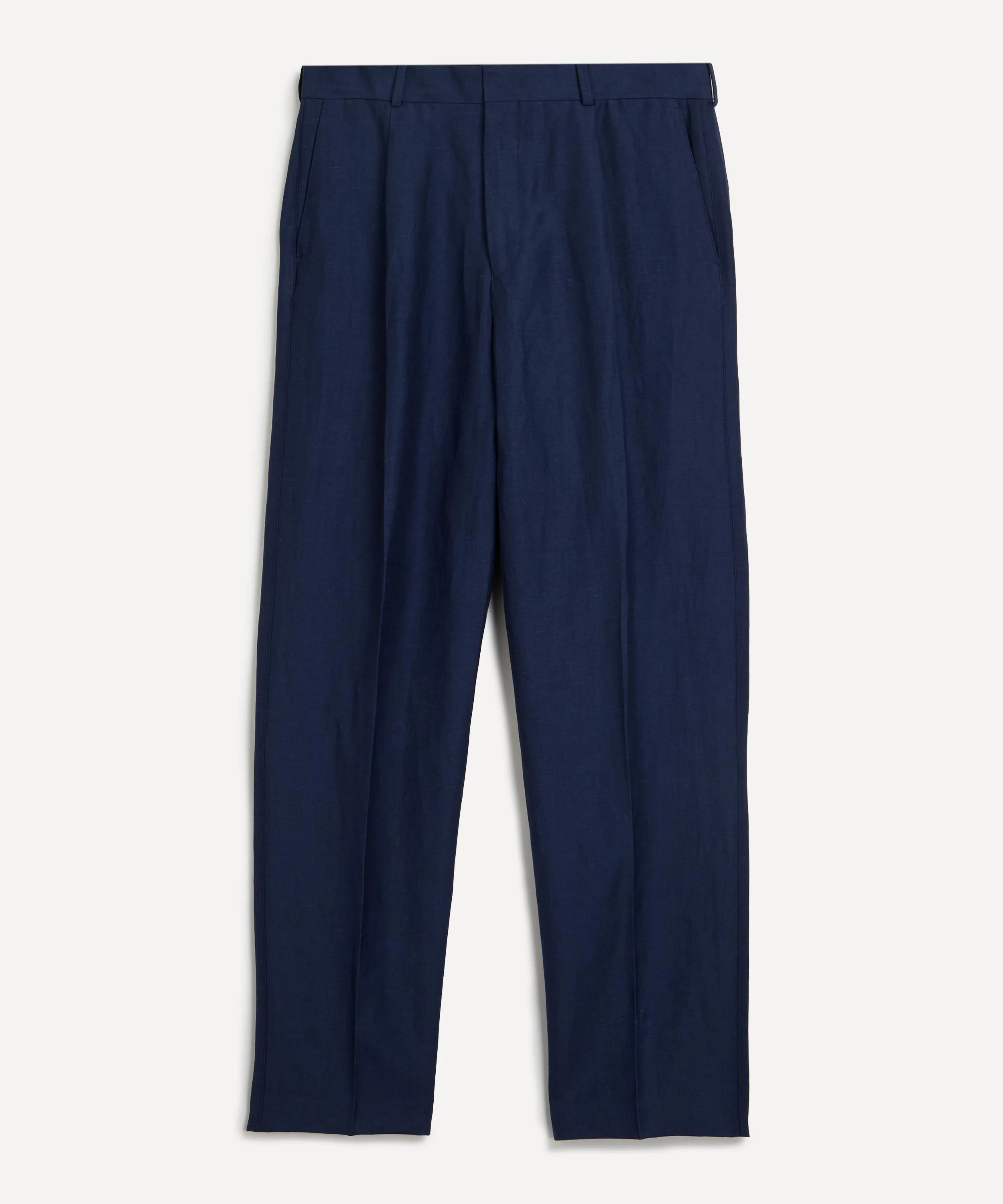 Navy Linen-Wool Chino Trousers 