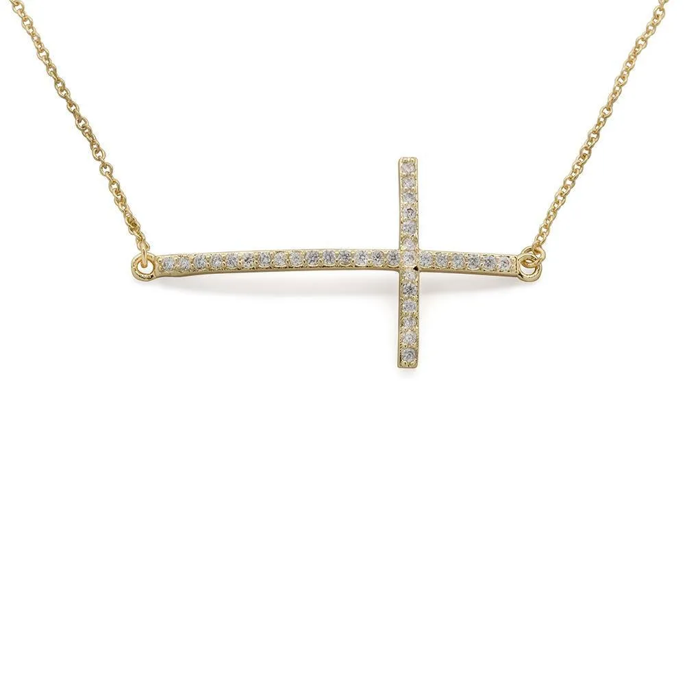 Necklace with Horizontal Cross Gold Plated