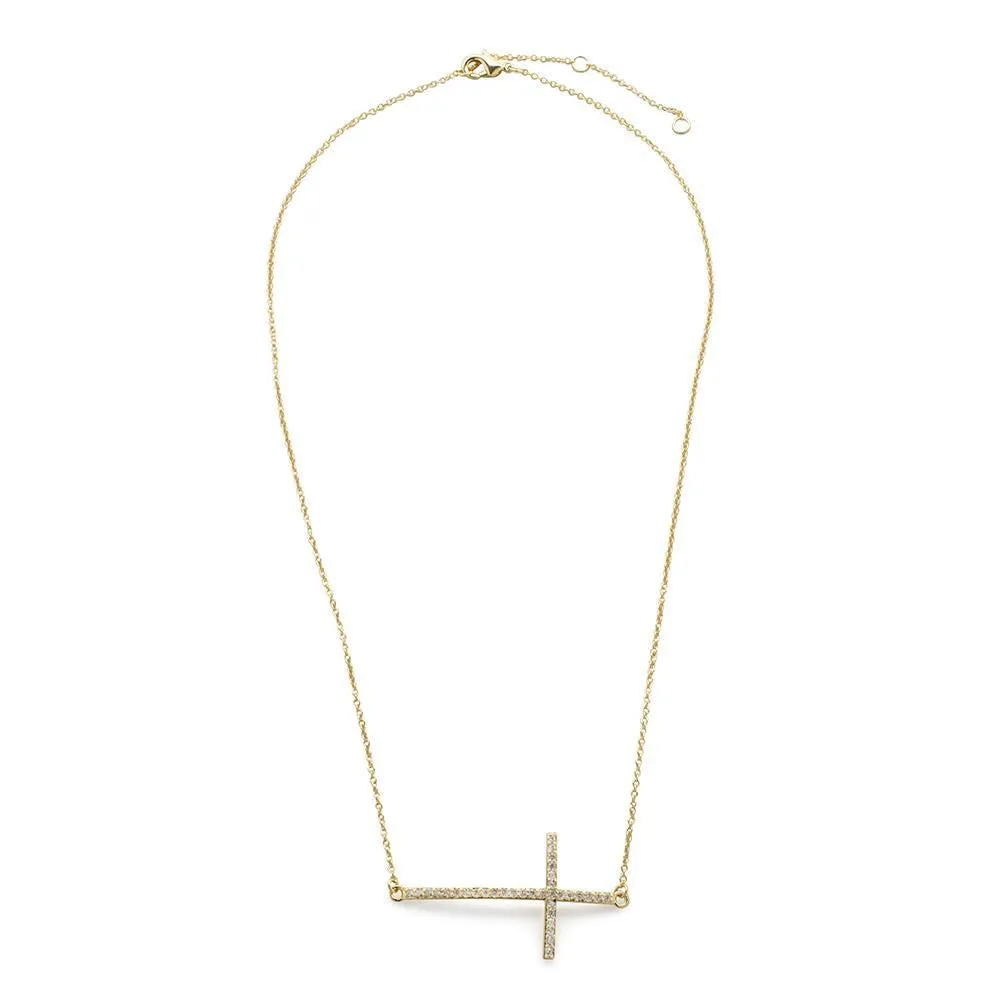 Necklace with Horizontal Cross Gold Plated