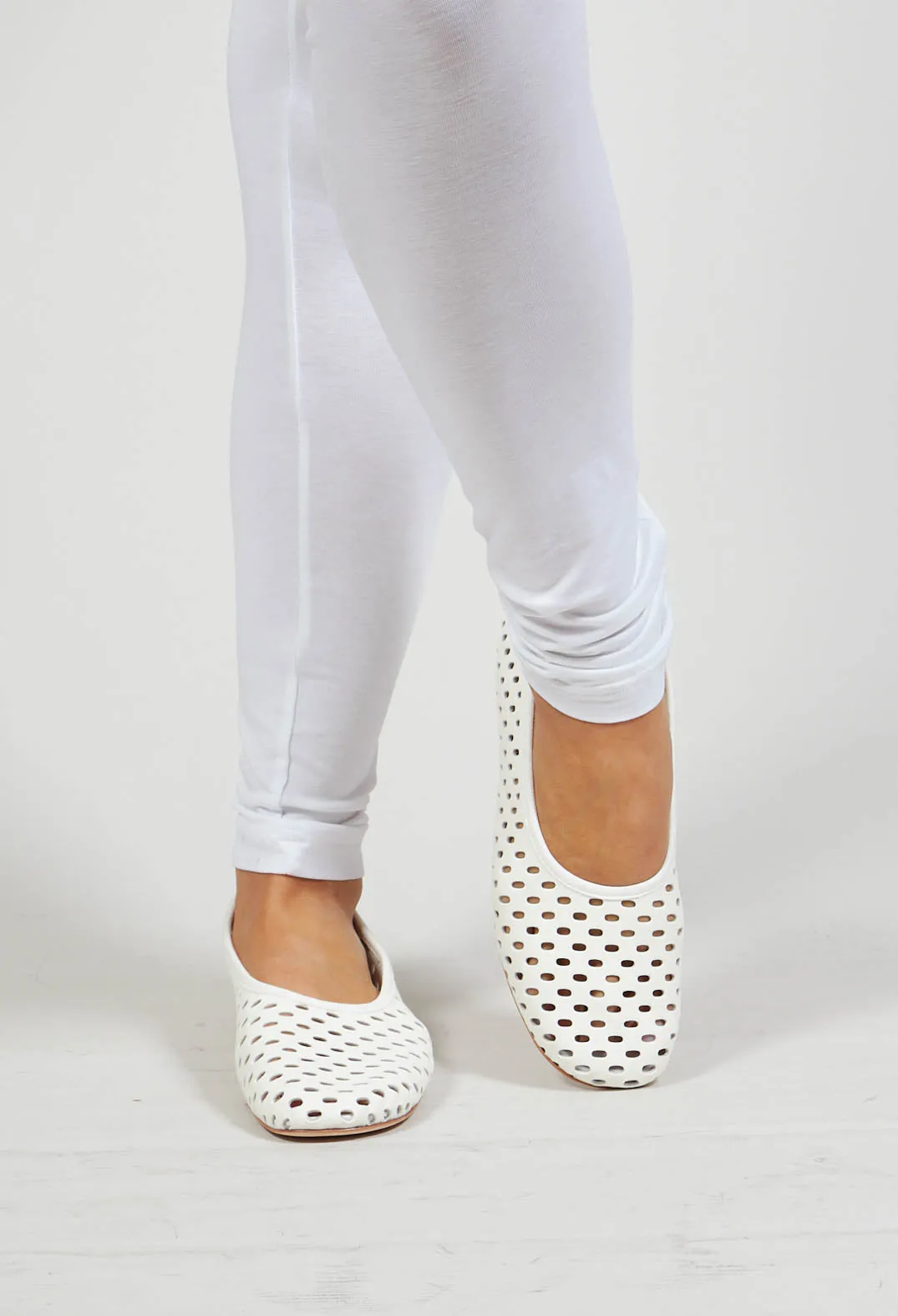 White Net Style Cut Out Pumps