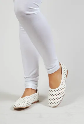 White Net Style Cut Out Pumps