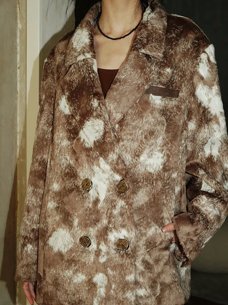 Niche Design Loose Mixed Color Short Fur Jacket