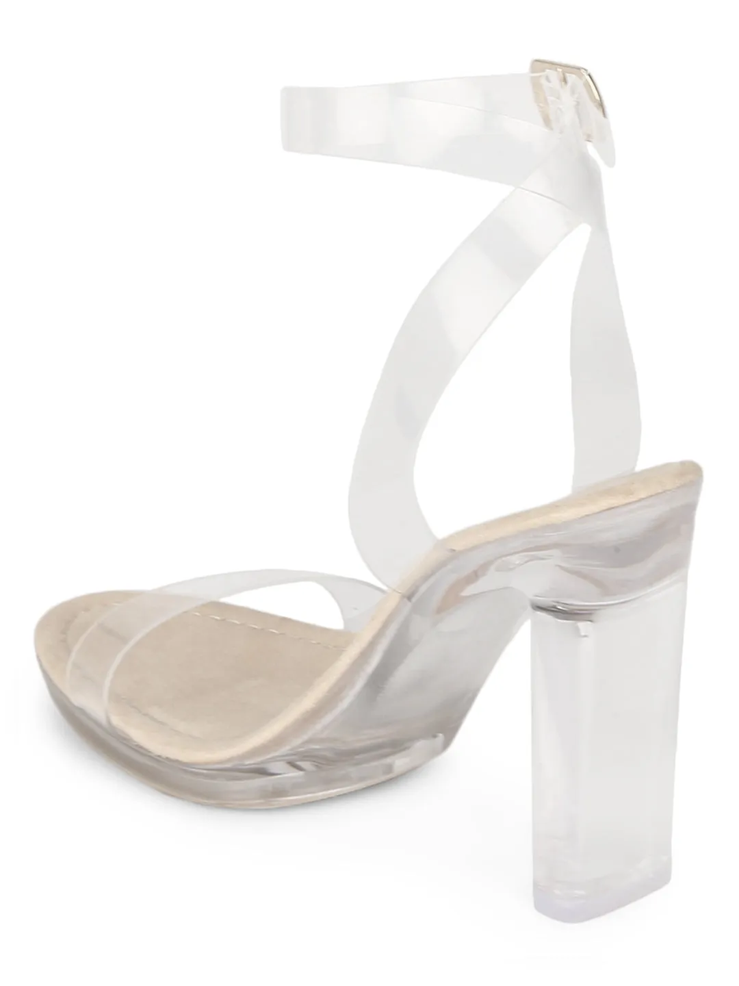 Nude Micro Clear High Block Heels