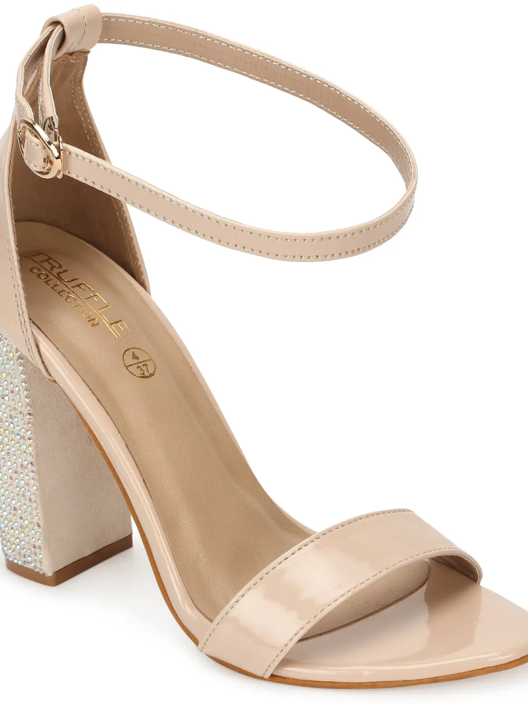 Nude Patent Leather High Block Diamante Heels (TC-SLC-B-38-NUD)