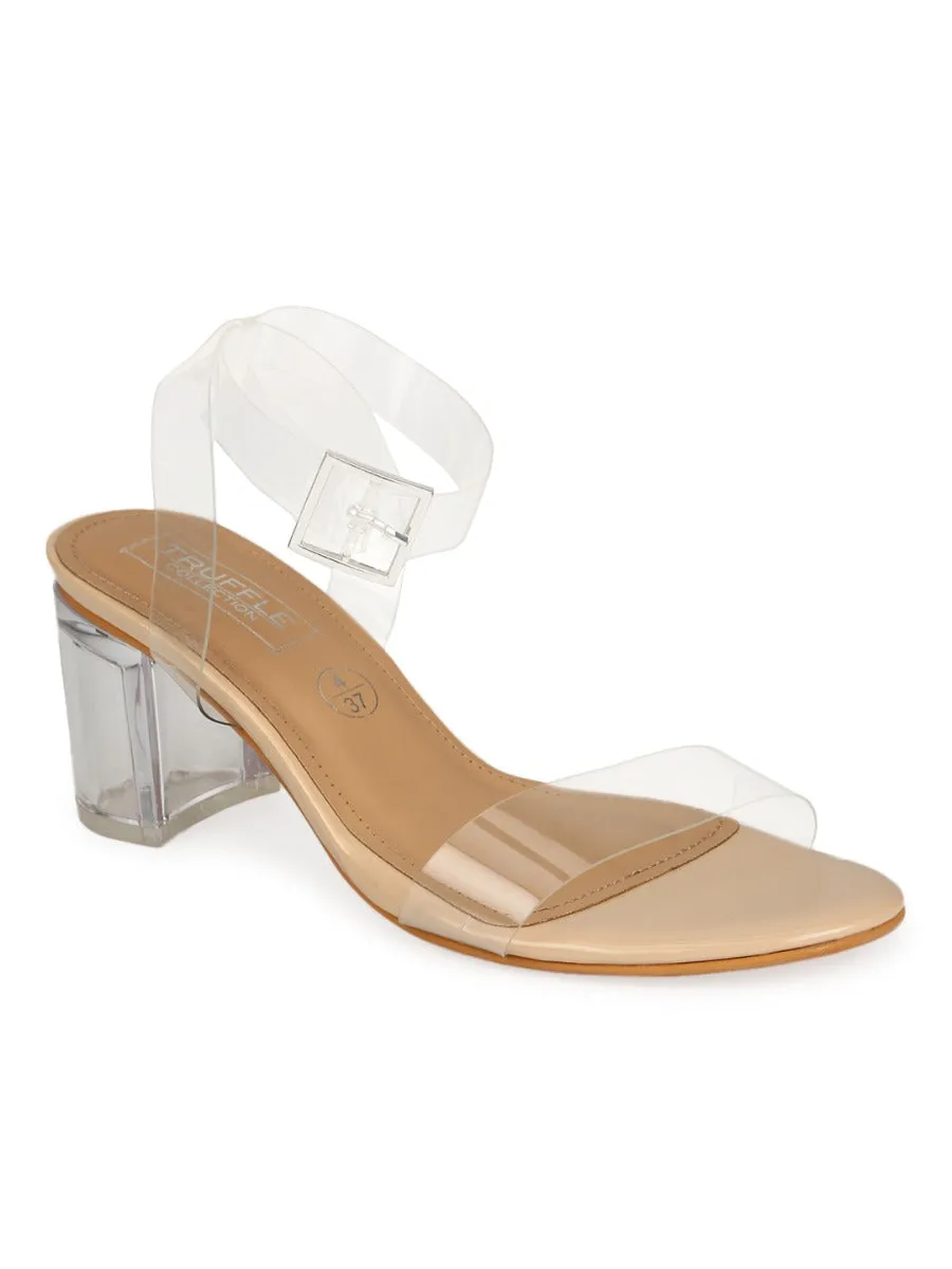 Nude Patent Perspex Clear Block Heels