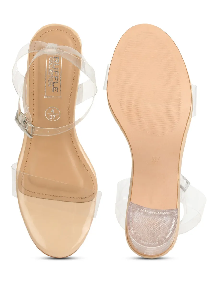 Nude Patent Perspex Clear Block Heels