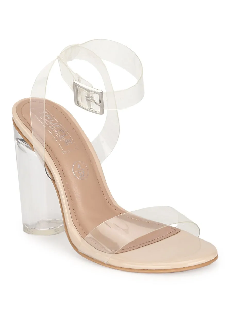 Nude Patent Perspex High Block Heels