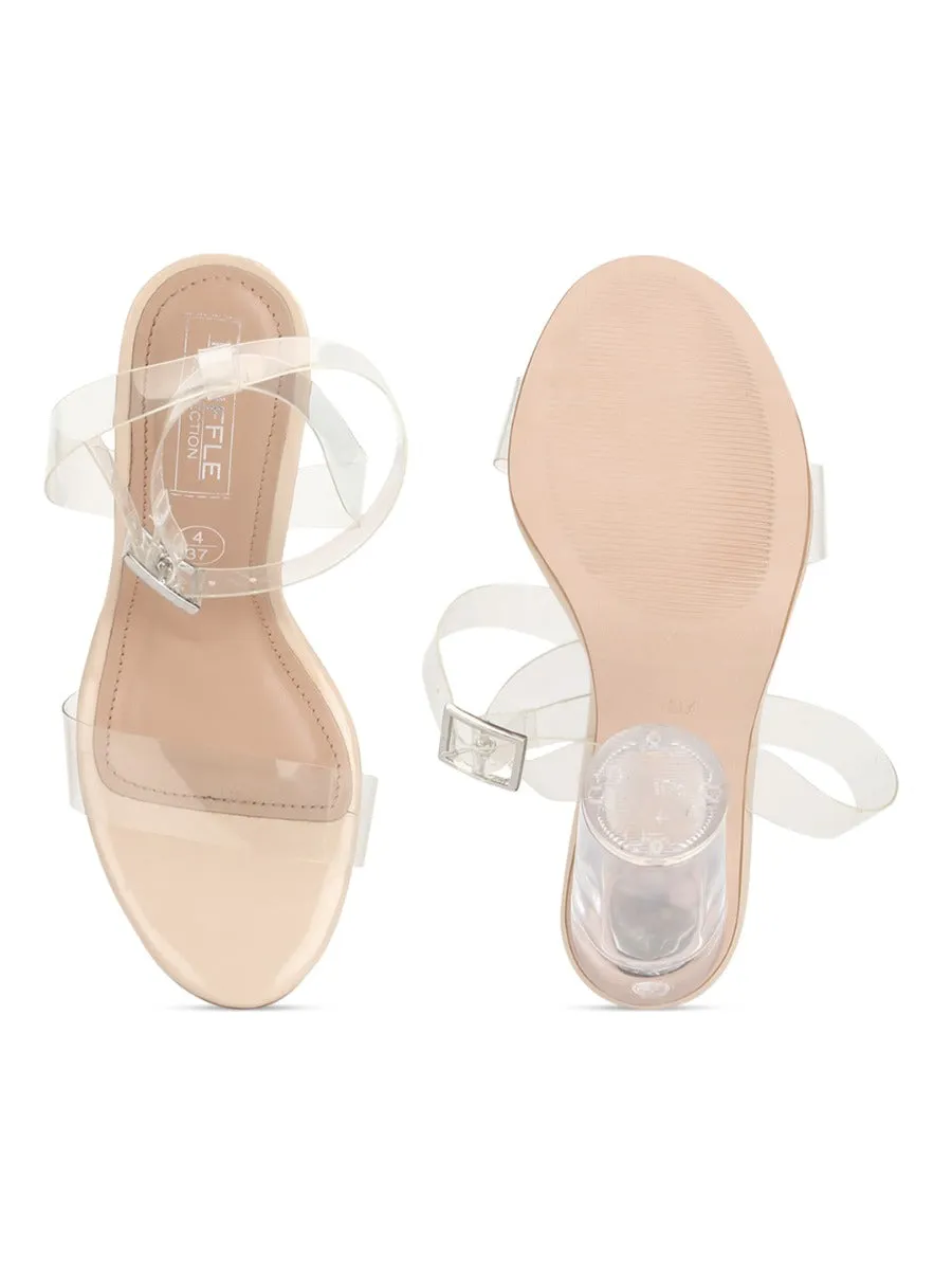 Nude Patent Perspex High Block Heels