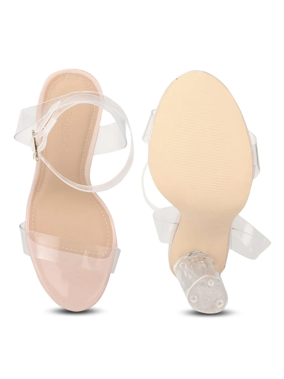 Nude Patent PU Clear Block Heels