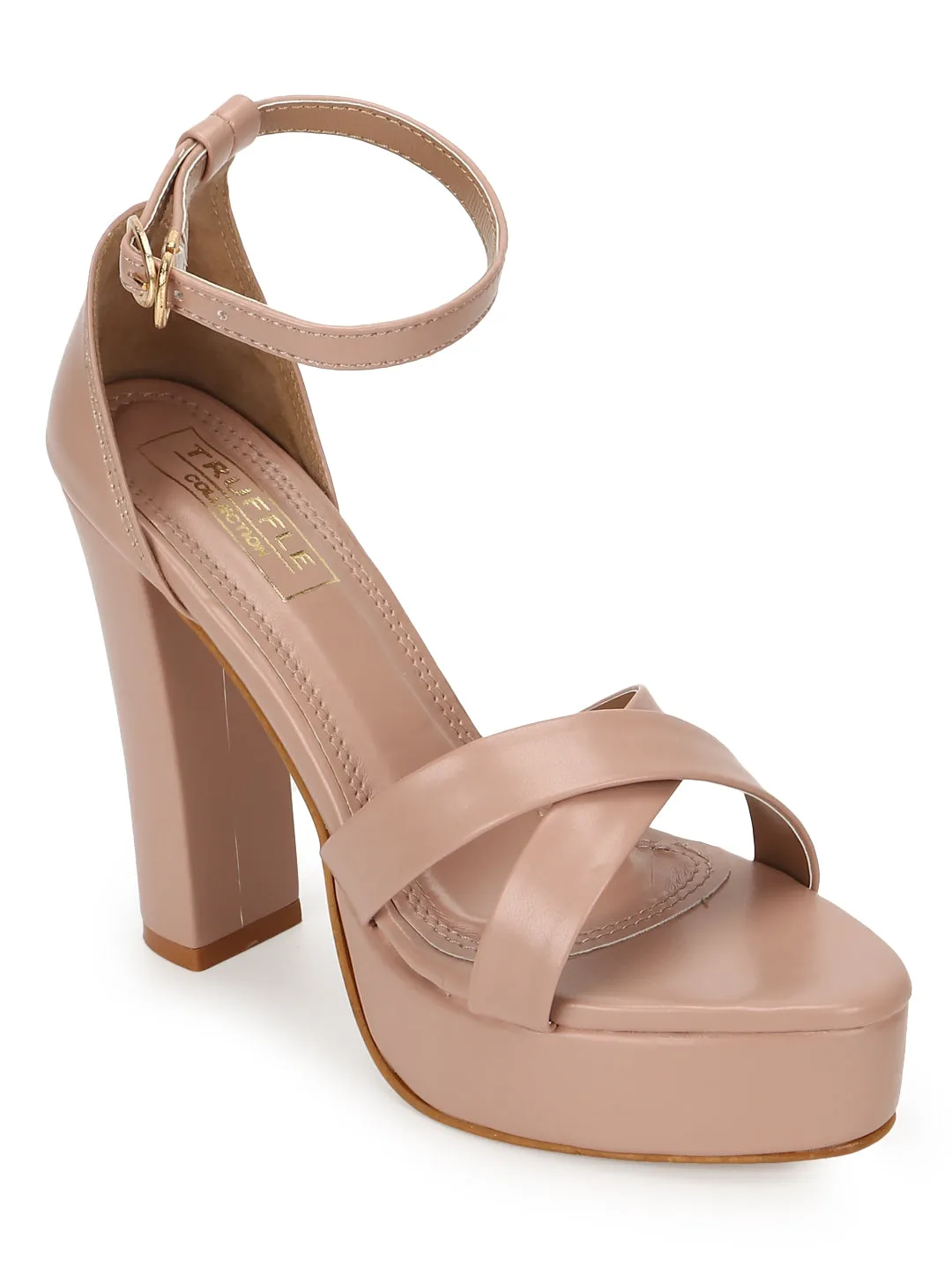 Nude PU Crossover High Block Heels (TC-SLC-B50-NUD)