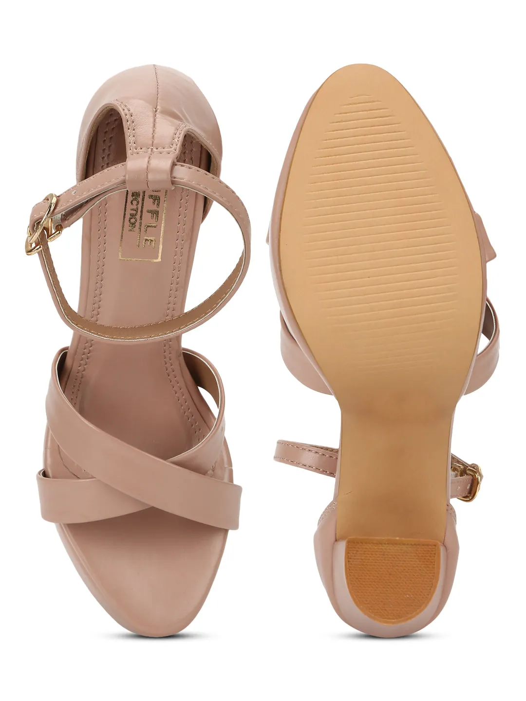 Nude PU Crossover High Block Heels (TC-SLC-B50-NUD)