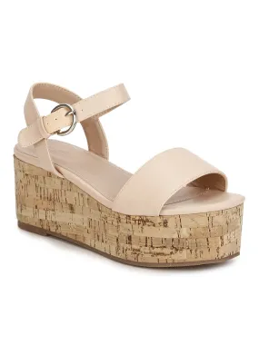 Nude Pu Platform Heels