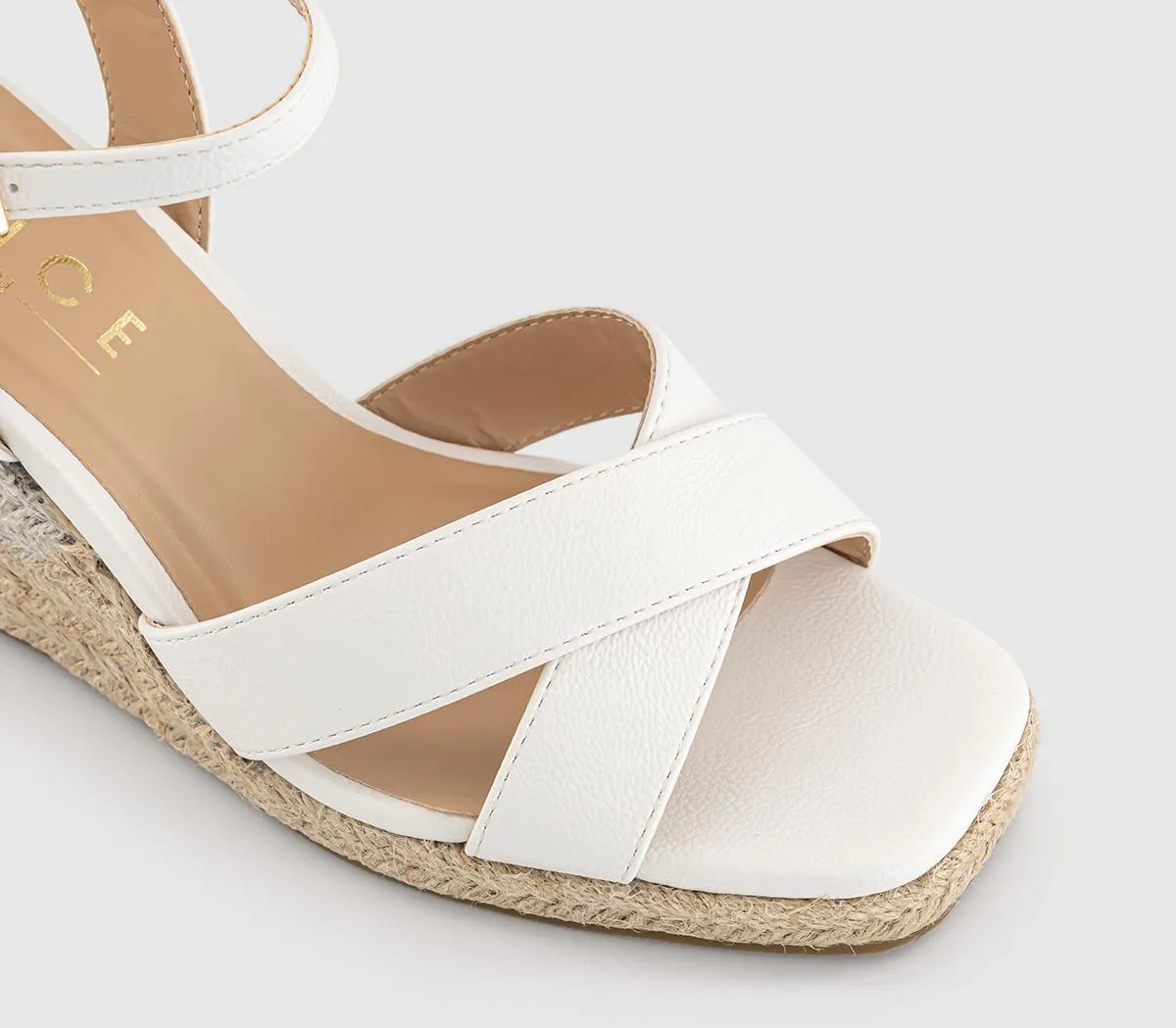 OFFICE Hattie 2 Part Cross Strap Wedges White