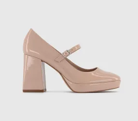 OFFICE Hazy Closed Toe Mary Jane Platforms Beige Patent