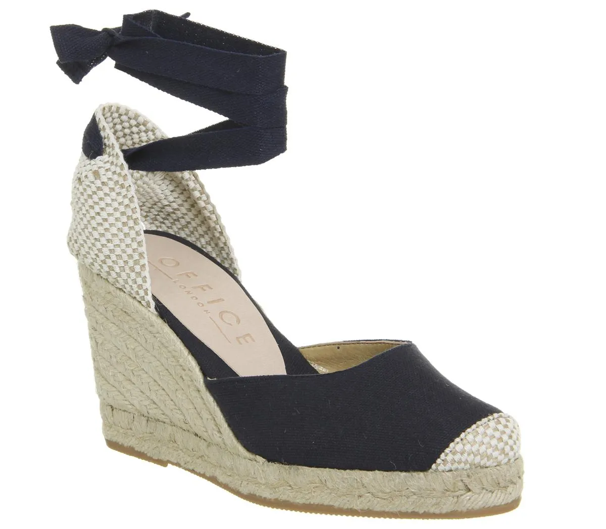 OFFICE Marmalade Espadrille Wedges Navy Canvas