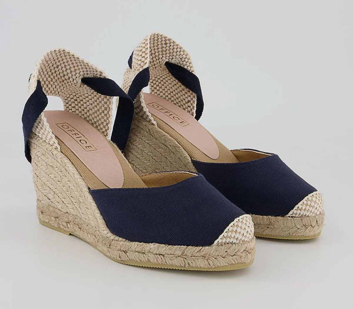 OFFICE Marmalade Espadrille Wedges Navy Canvas