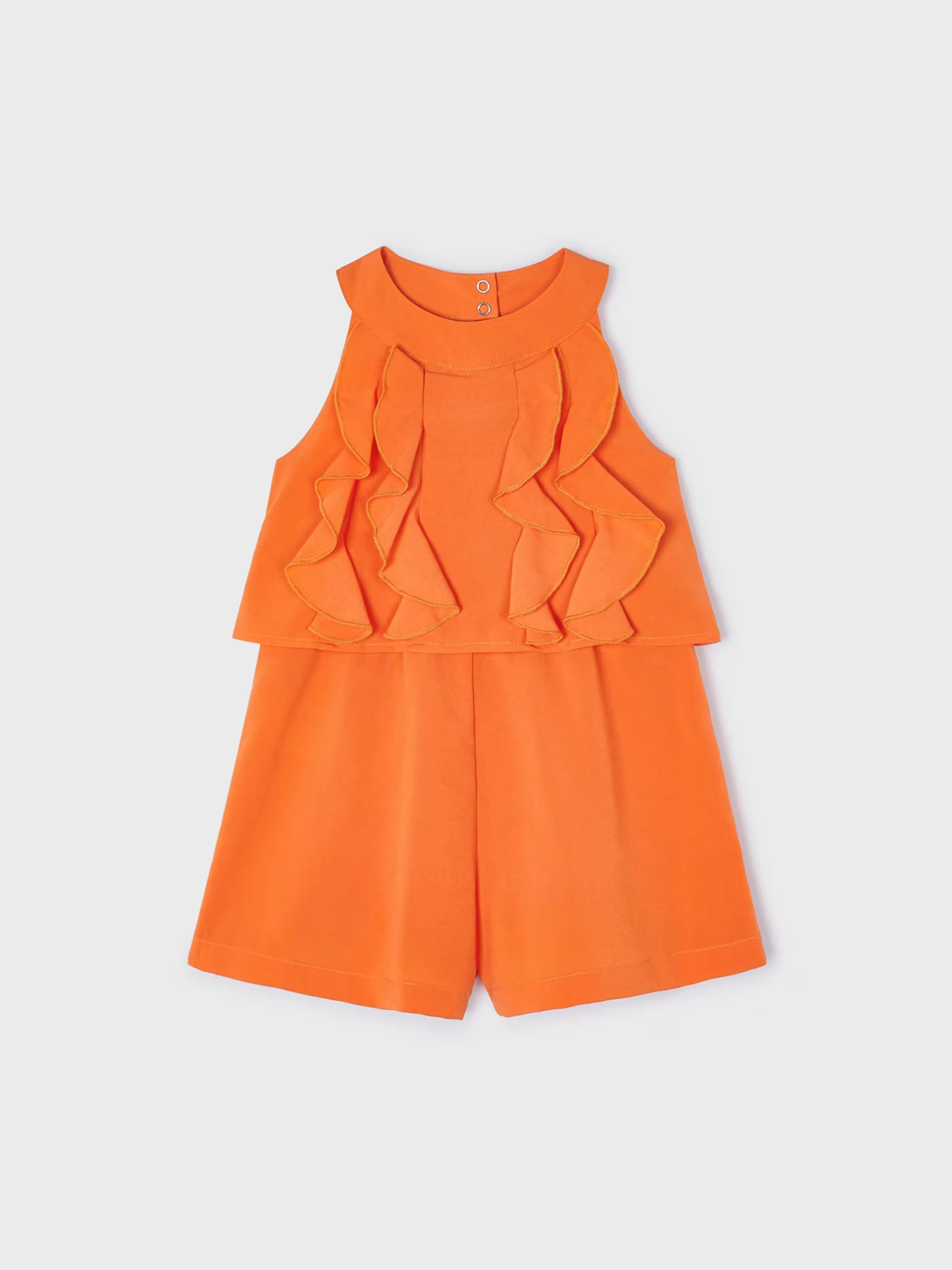 Orange Ruffled Crepe Romper for Big Girls