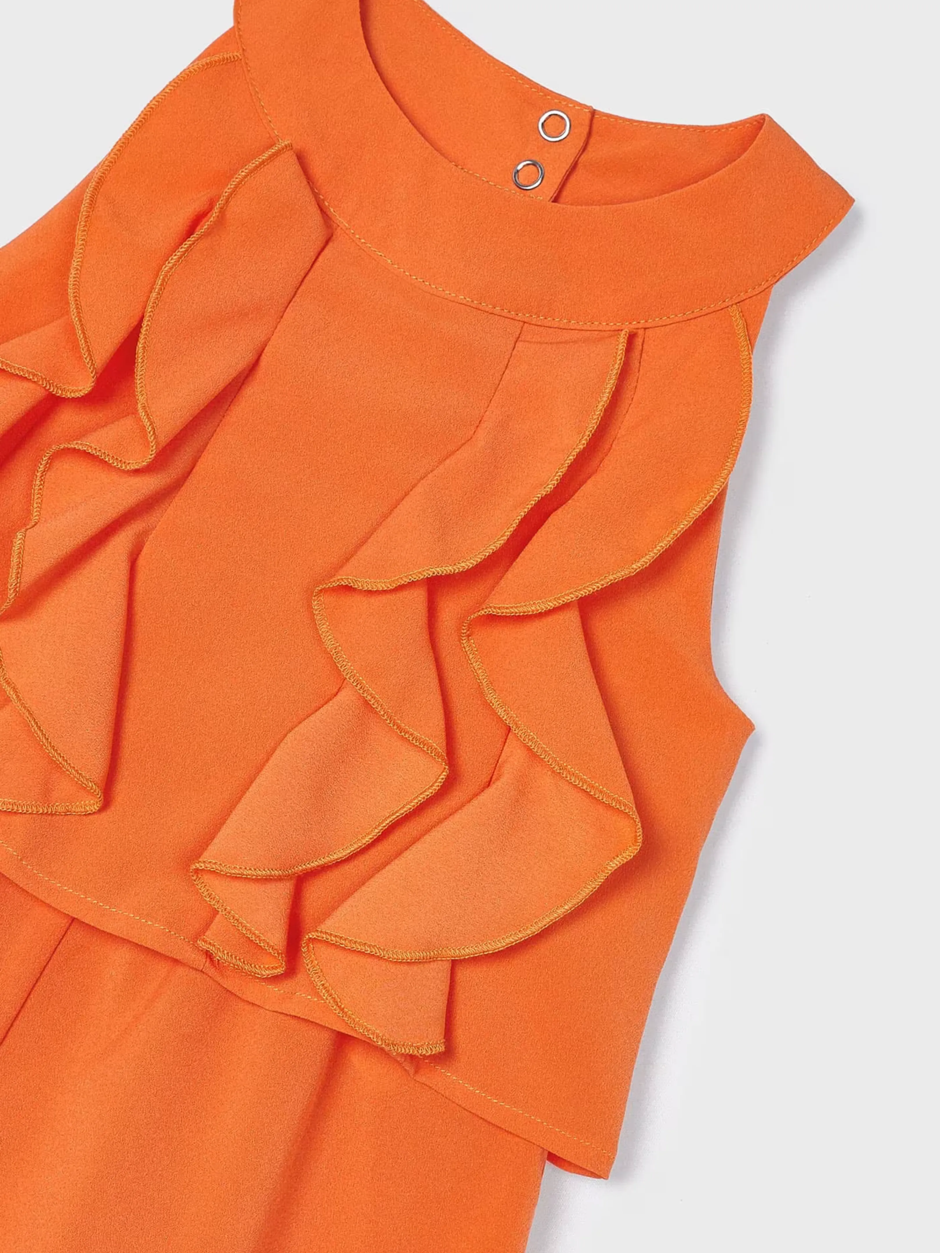 Orange Ruffled Crepe Romper for Big Girls