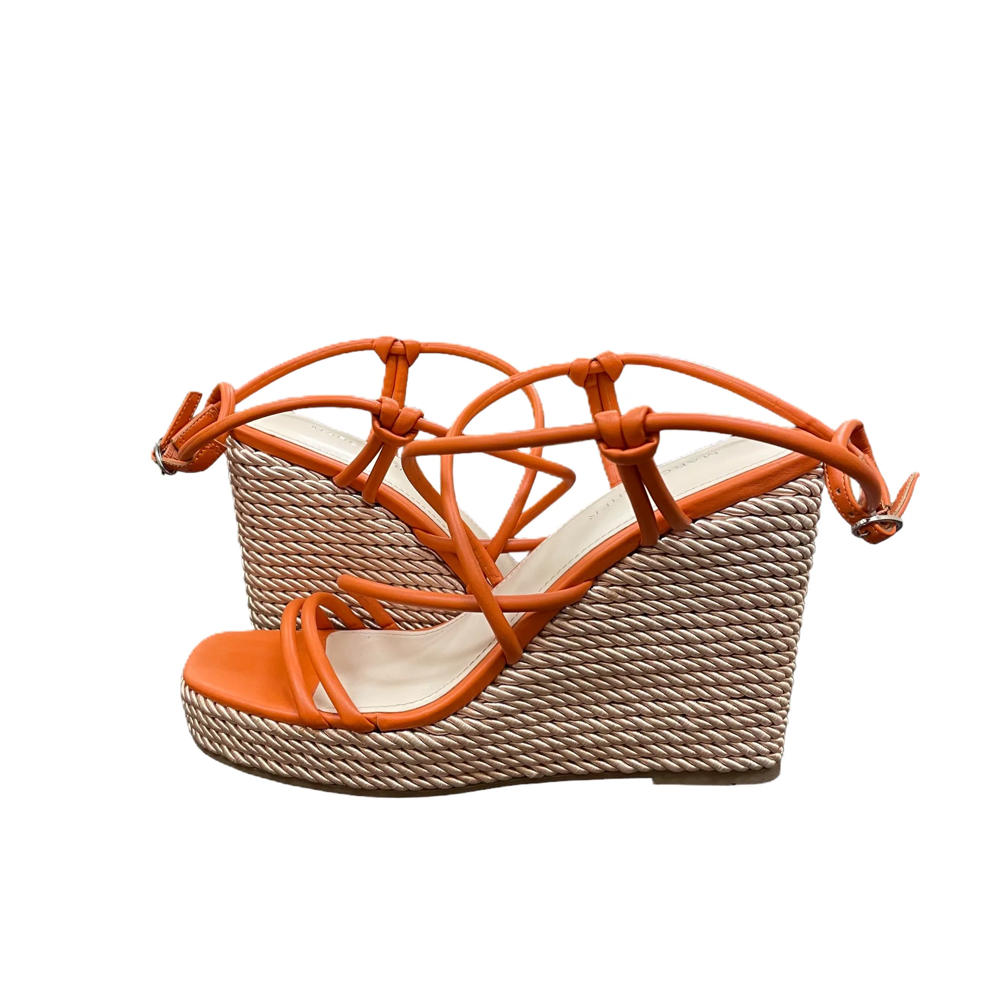 Orange Sandals Heels Wedge By Marc Fisher, Size: 9