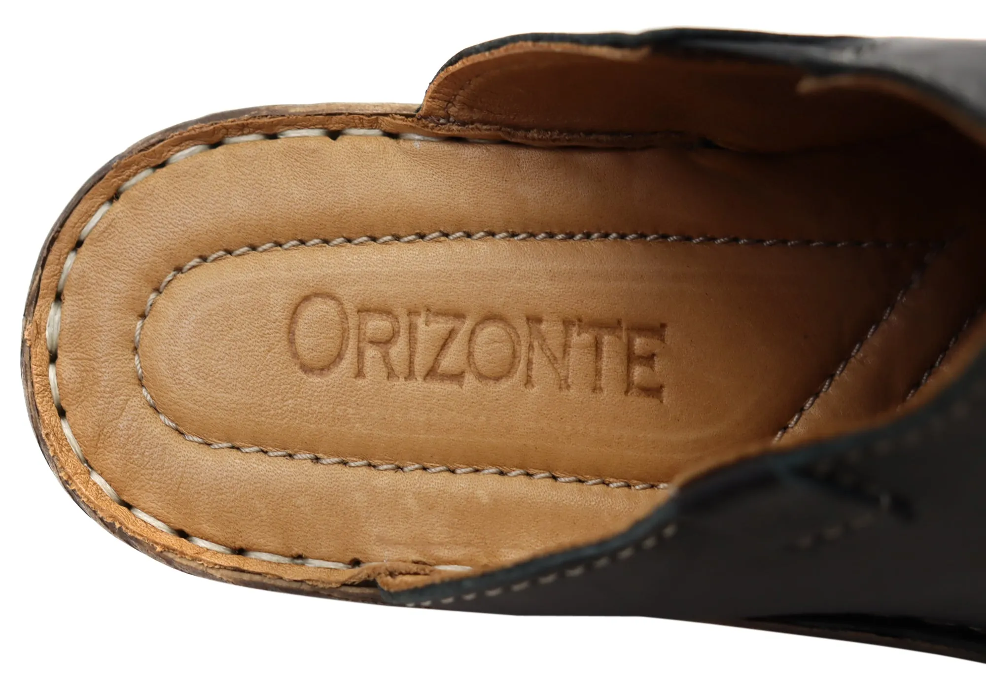 Orizonte Maz Womens Comfortable Leather Closed Toe Open Back Mules