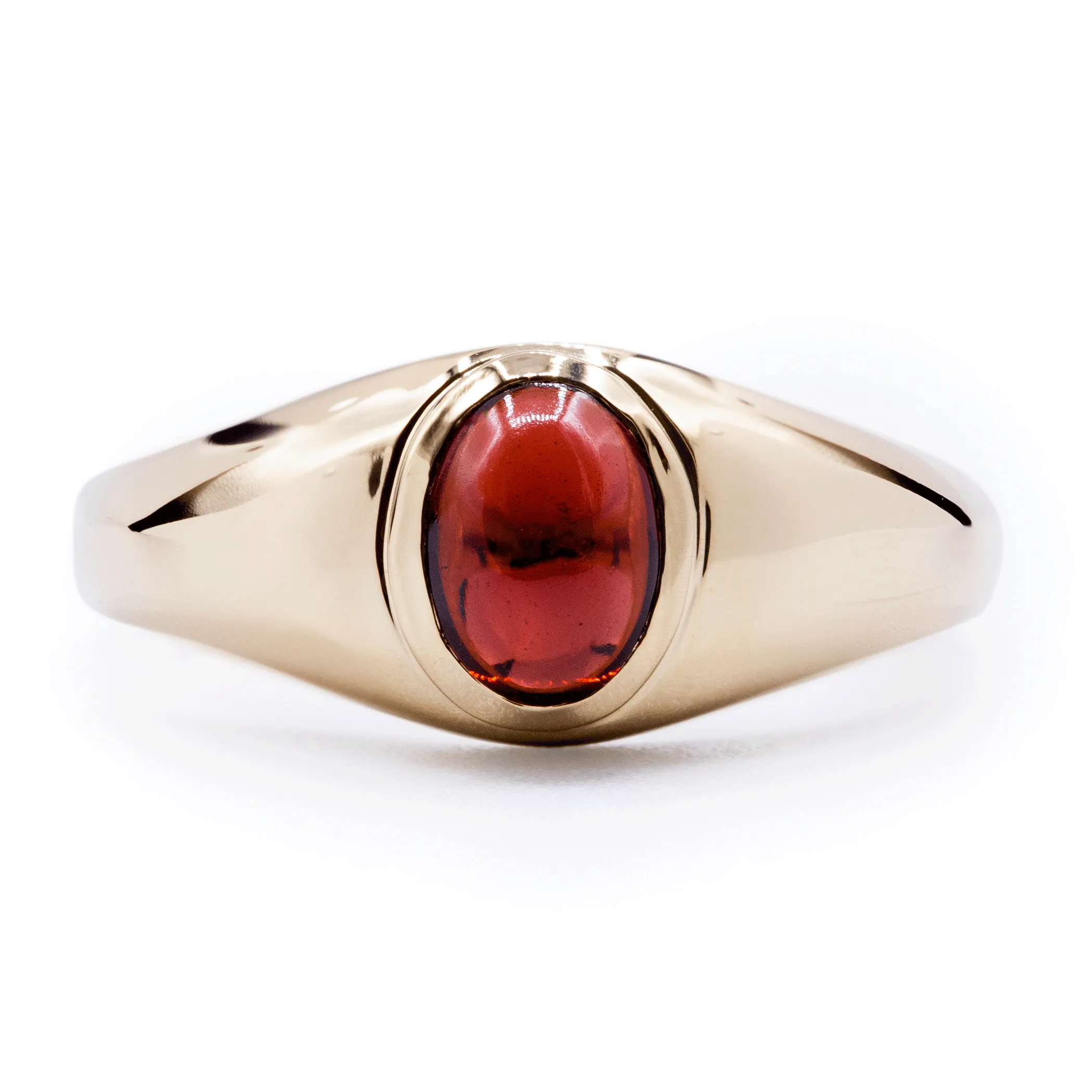 Oval Natural Mozambique Garnet Bezel Set Solitaire Ring