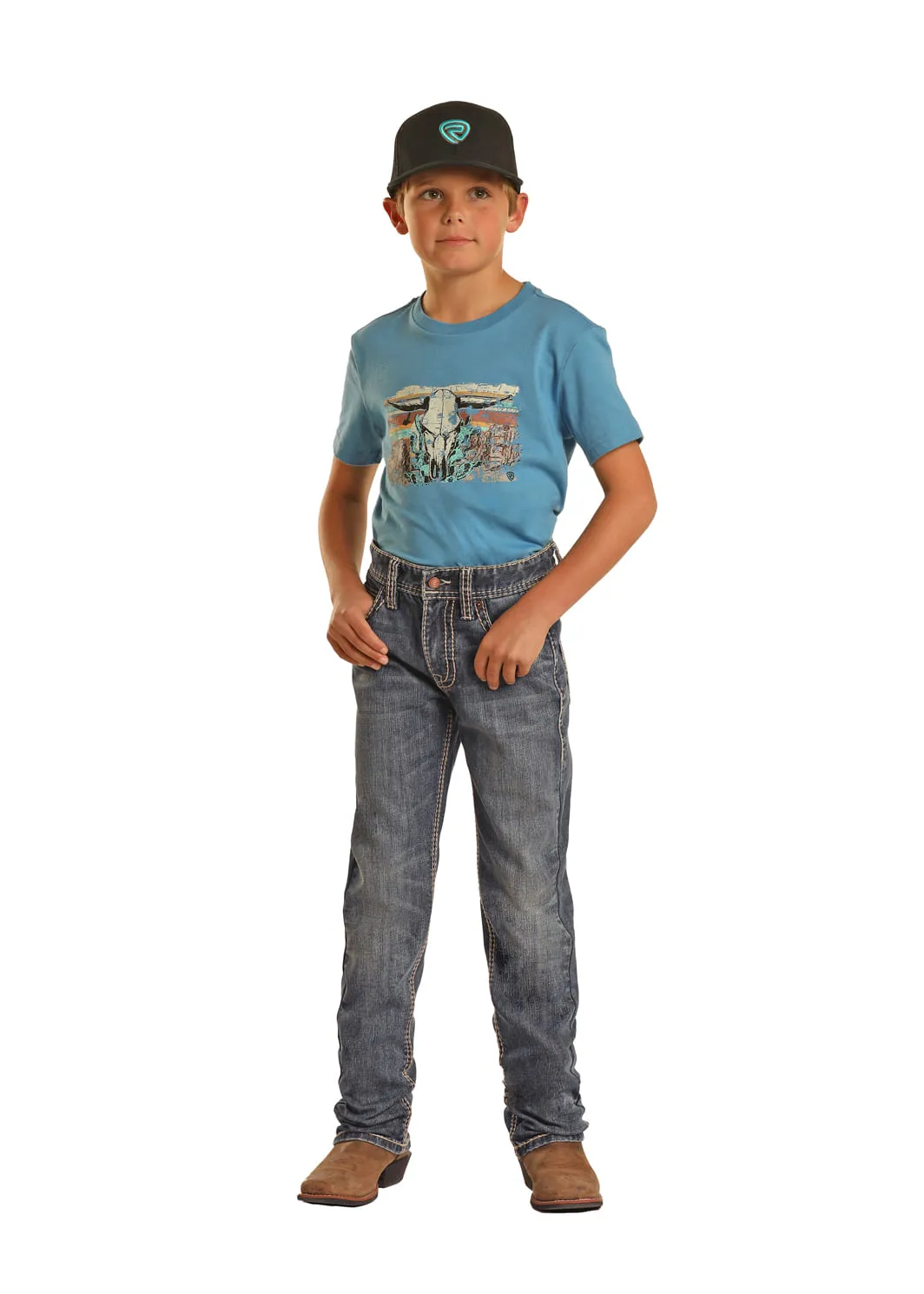 Two Tone Rope Stitch Jeans for Boys by Panhandle Slim