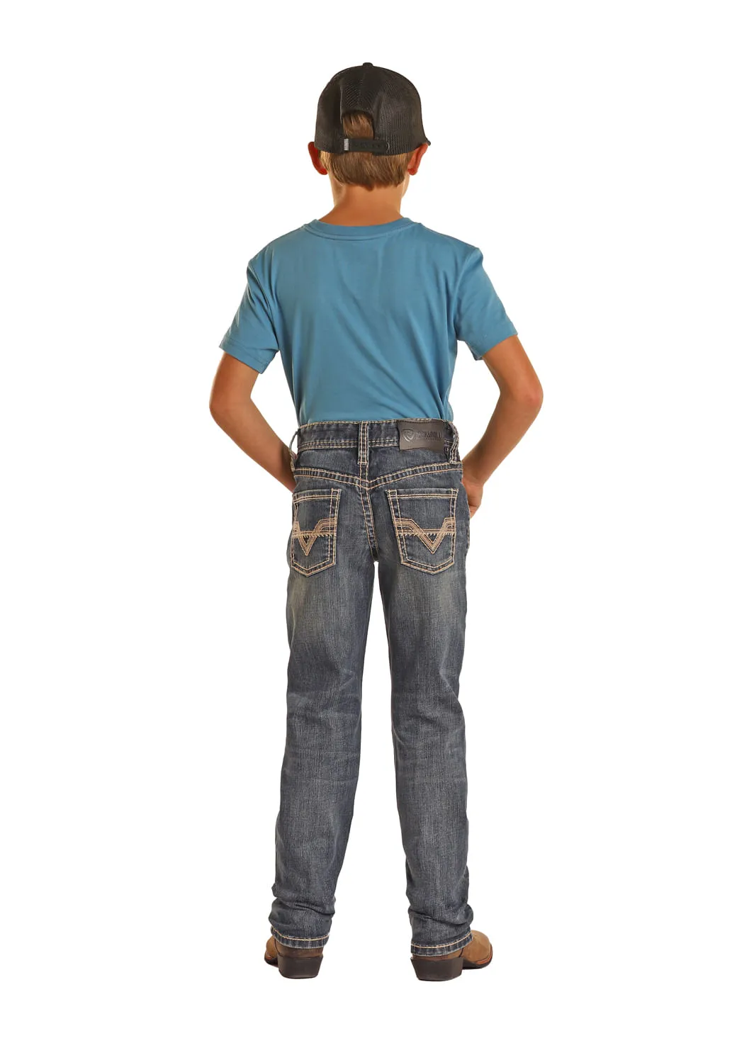 Two Tone Rope Stitch Jeans for Boys by Panhandle Slim