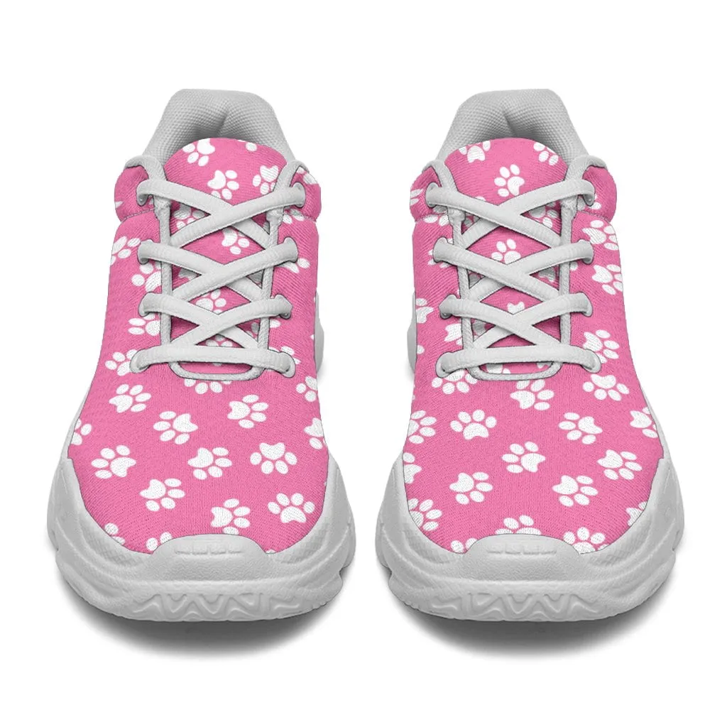 Paw Print Chunky Sneakers (White)