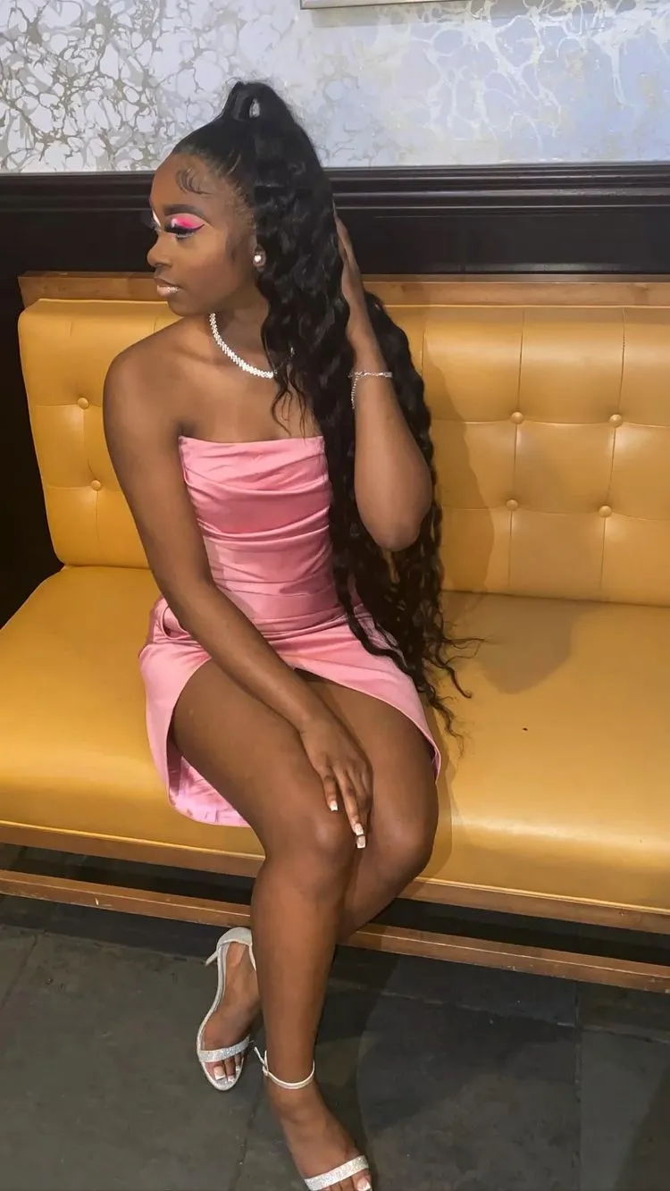 Pink 19th Birthday Dress Outfit Black Girl,Lovely Pink Strapless Homecoming Dress  Y643