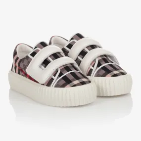 Pink Checked Canvas Trainers