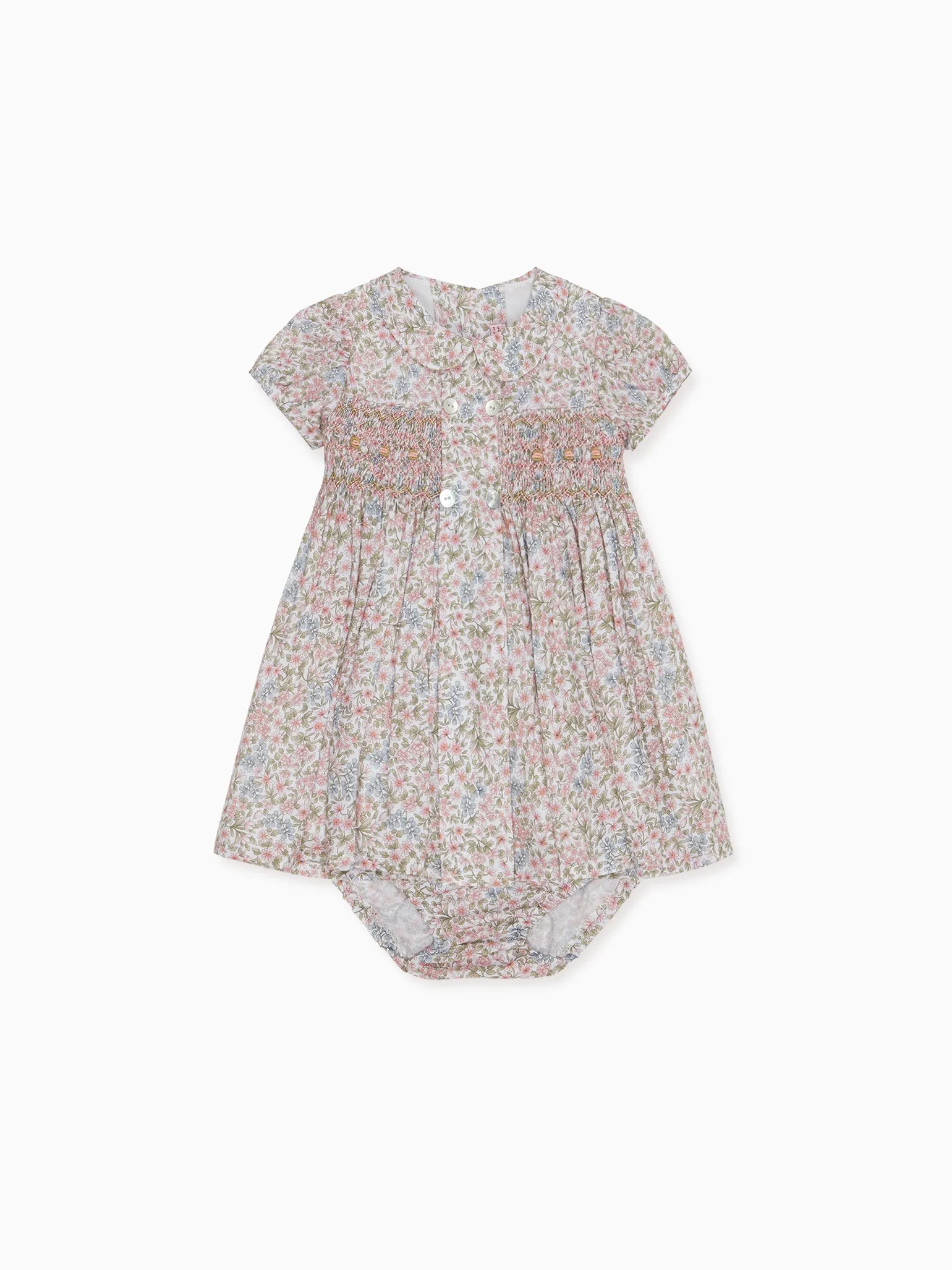 Pink Floral Arcadia Baby Girl Hand-Smocked Set