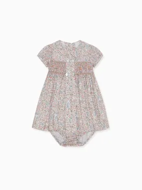 Pink Floral Arcadia Baby Girl Hand-Smocked Set