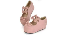 Pink Suede Lolita Platforms