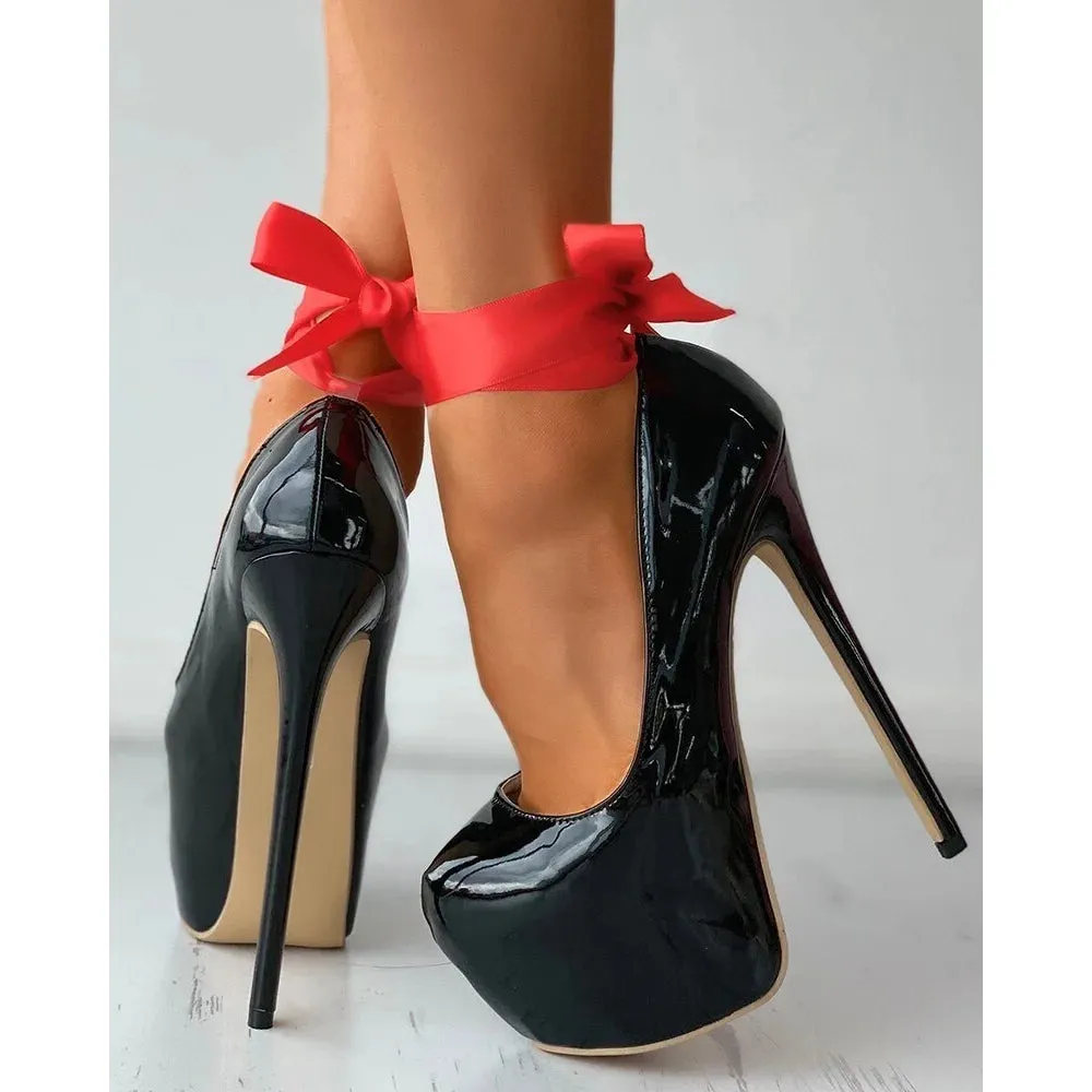 Platform Lace-Up High Heel Pumps for Women