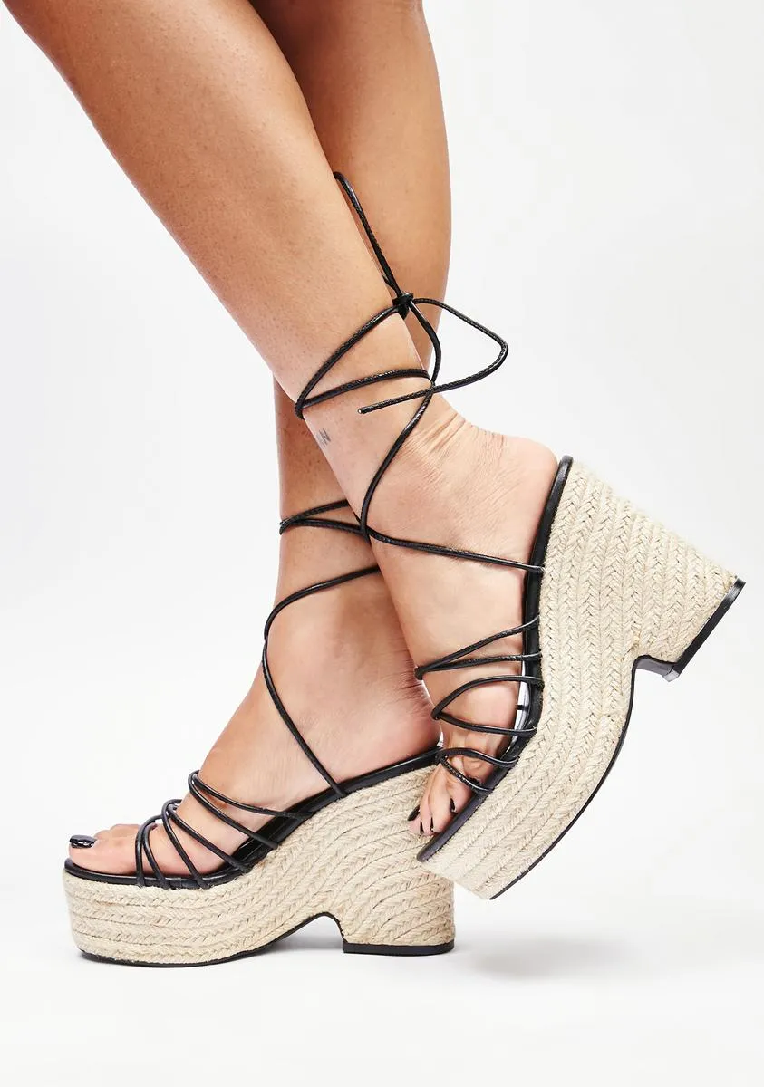 Platform Wedges- Midnight Life's A Beach