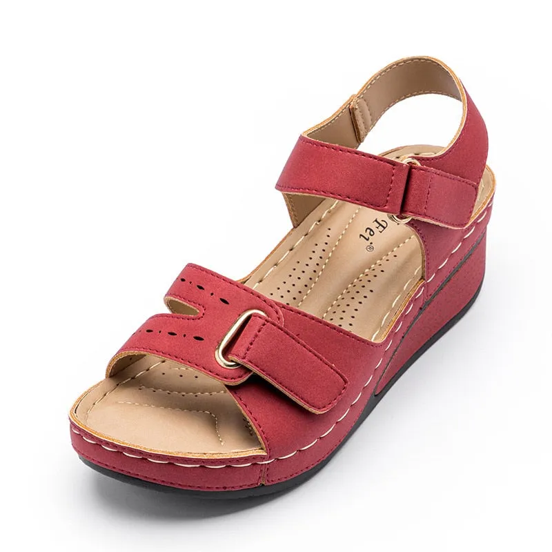 Plus Size Peep Toe Sandals for Women - Retro Style Outdoor Walking Shoes