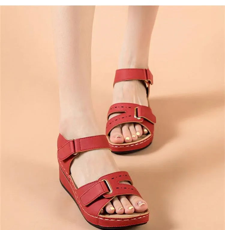 Plus Size Peep Toe Sandals for Women - Retro Style Outdoor Walking Shoes