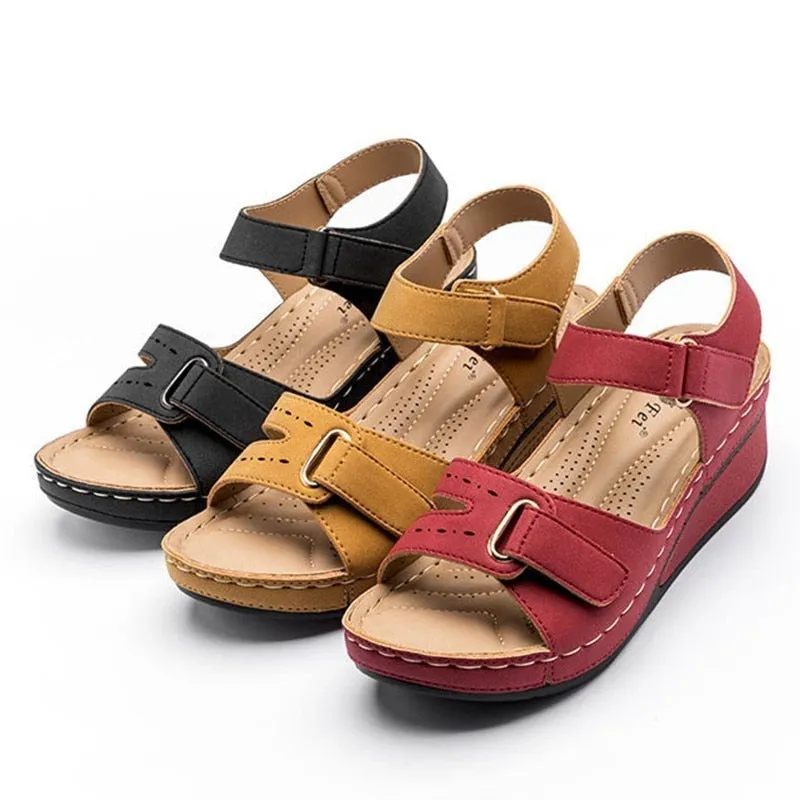 Plus Size Peep Toe Sandals for Women - Retro Style Outdoor Walking Shoes