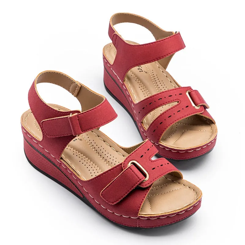 Plus Size Peep Toe Sandals for Women - Retro Style Outdoor Walking Shoes