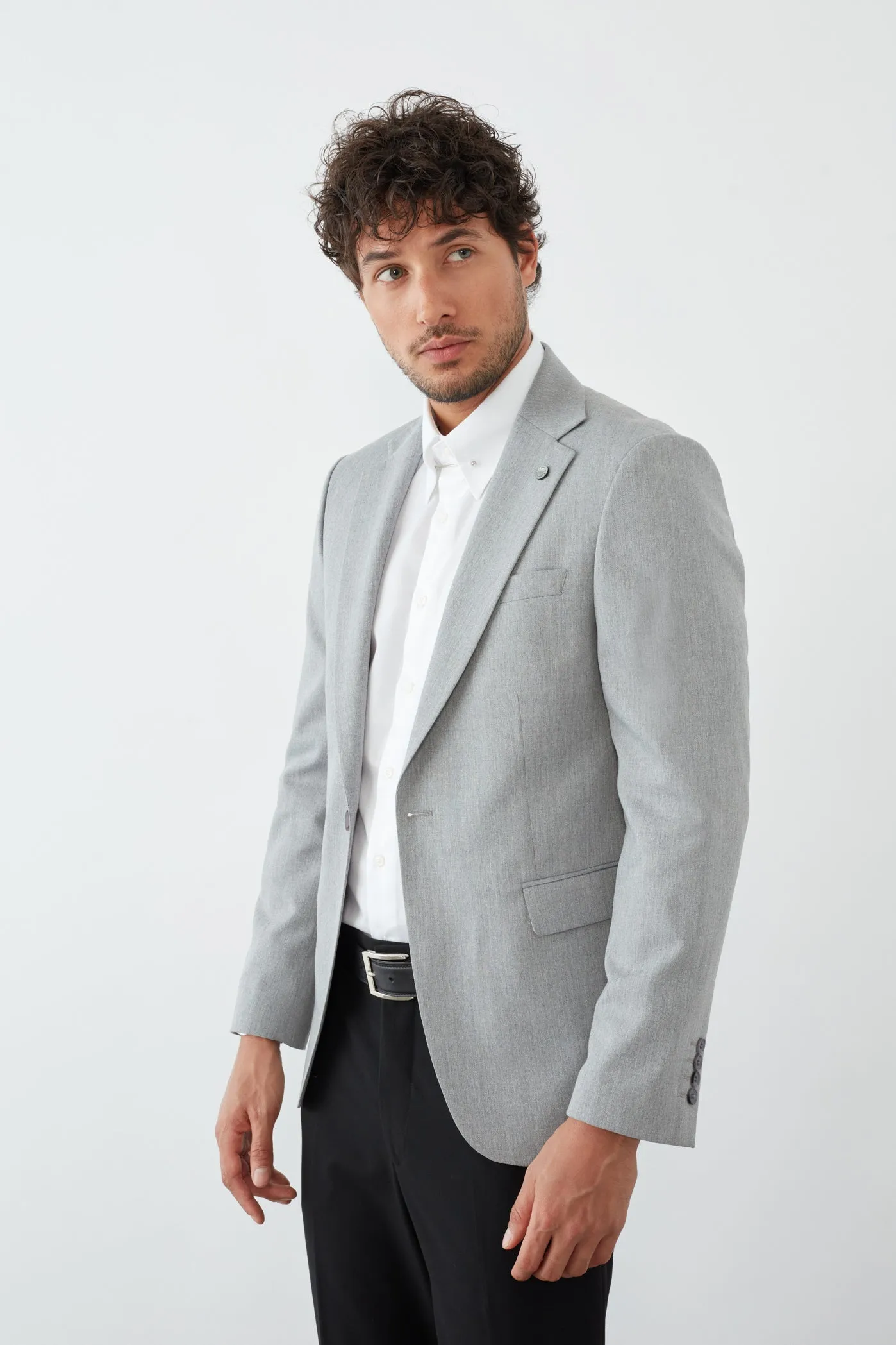 Polyviscose Man Jacket Light Grey