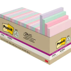 Post-It 654-24NH-CP Recycled Super Sticky Notes 76x76mm Wanderlust Pastels Collection Pack 24 Pads