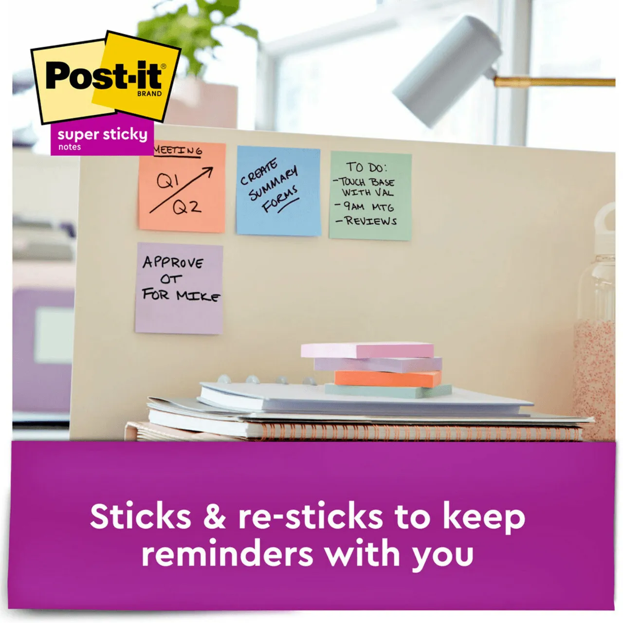 Post-It 654-24NH-CP Recycled Super Sticky Notes 76x76mm Wanderlust Pastels Collection Pack 24 Pads