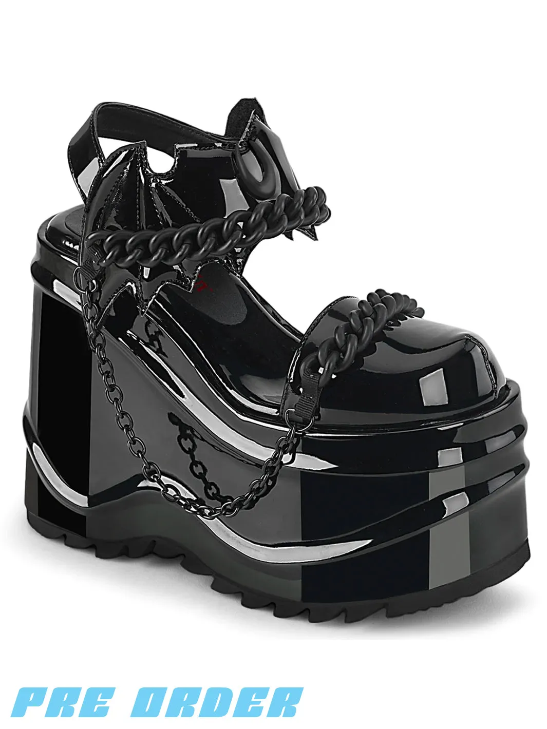 Pre-order Demonia Wave-20 Black Patent Shoes