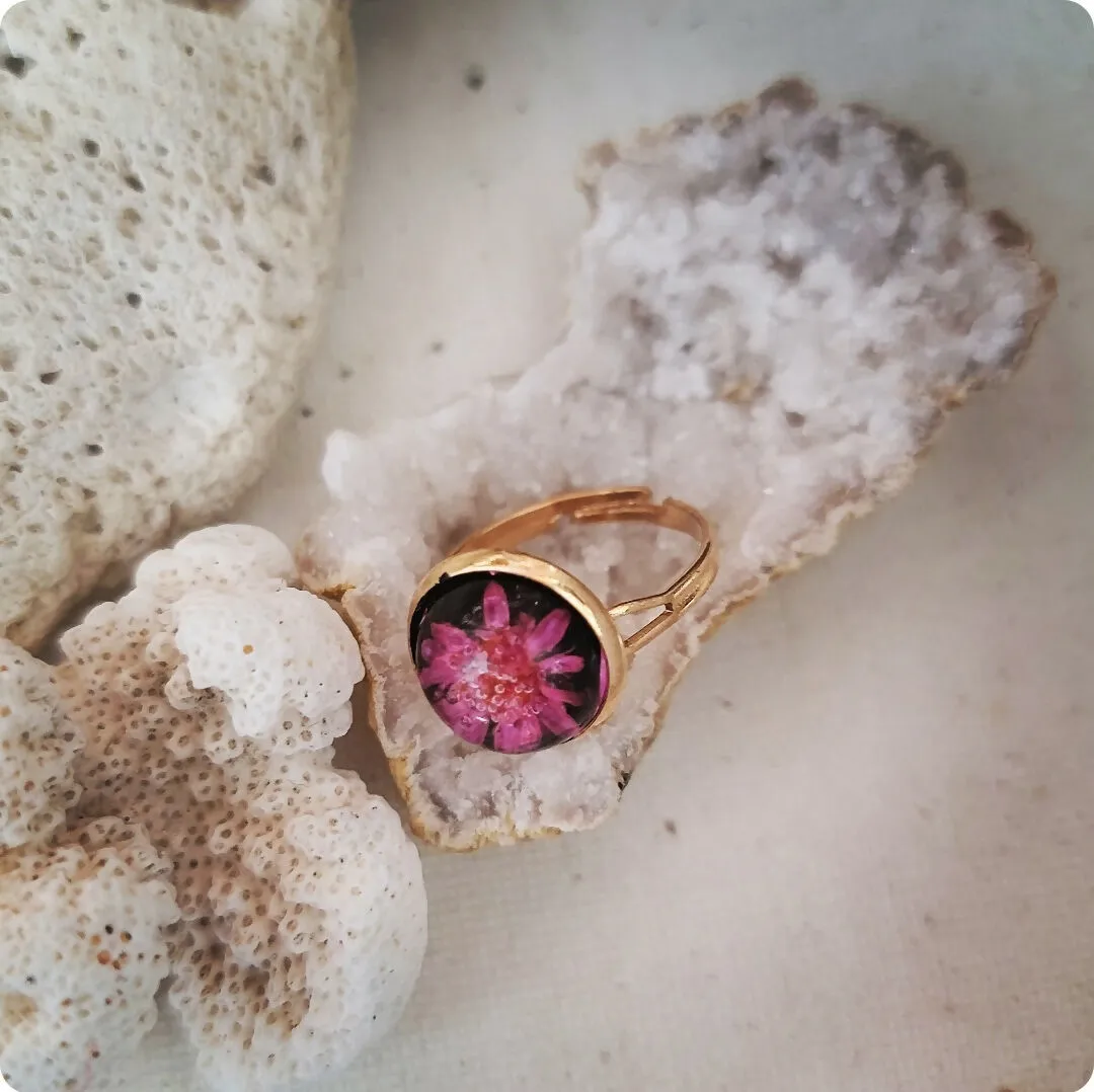 Preserved Flower Ring - Pink - Island Girl Art